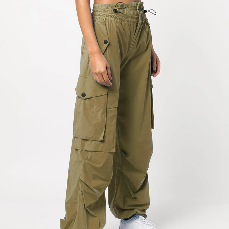 custom logo wholesale 2022 fashion baggy multi pockets casual plus size  clothes women cargo pants
