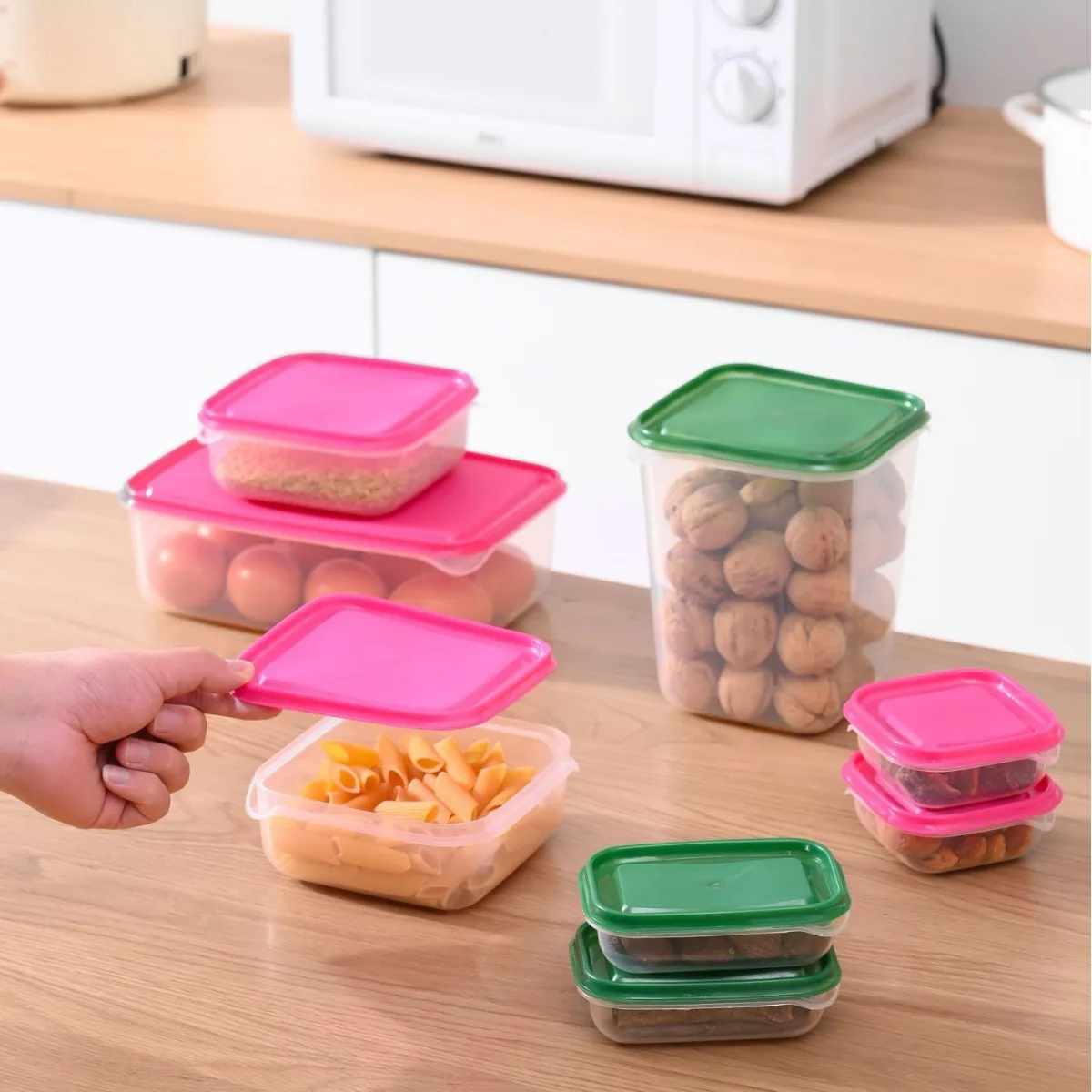 17pcs/set Kitchen Organizer Grains Beans Storage Jar Keep Fresh Food Storage Box Refrigerator Food Sealed Crisper Container