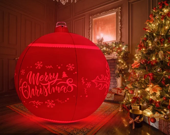 Outdoor Fun Led remote control luminous ball PVC Decoration inflatable Toy Balloon Christmas Ornament ball