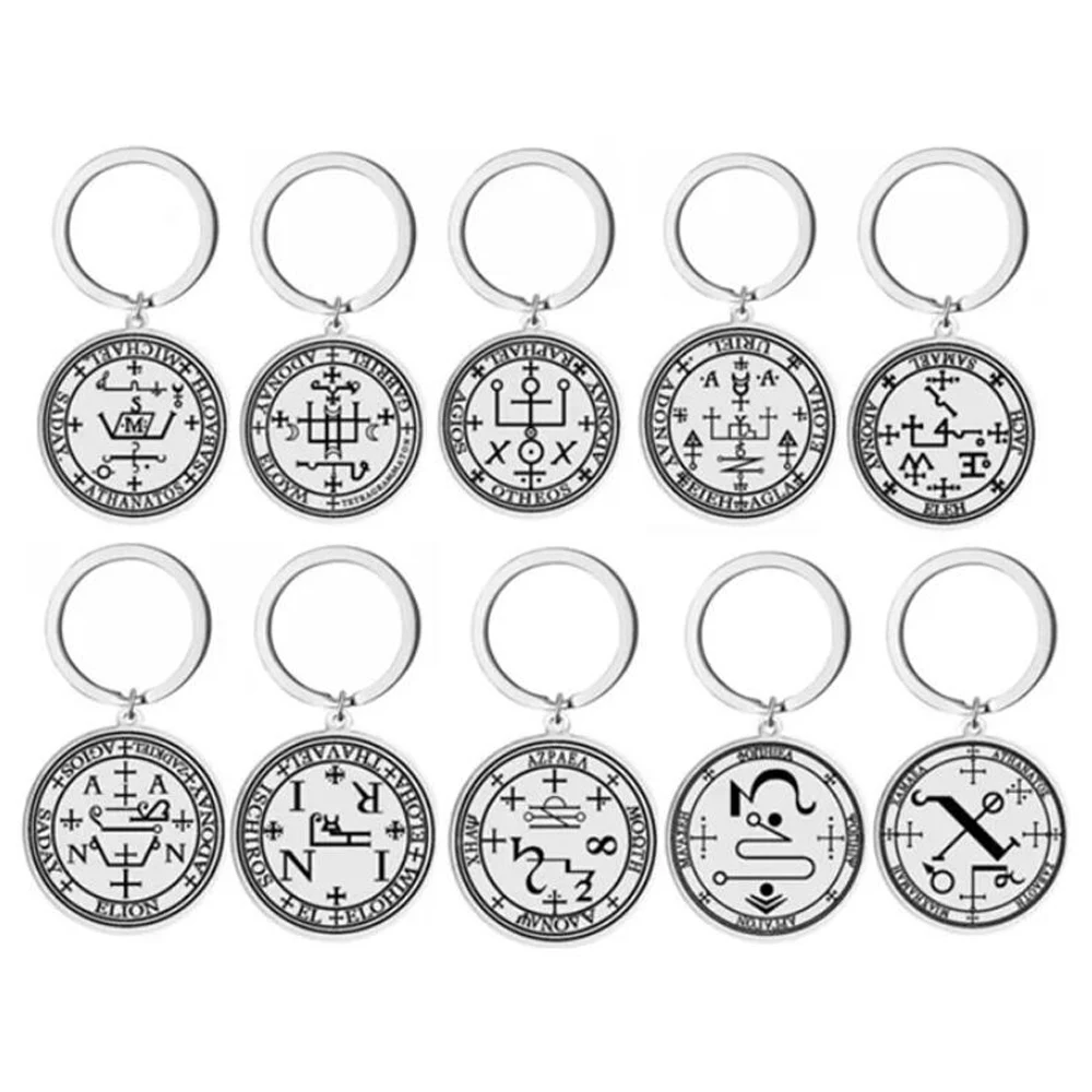 Archangels MICHAEL GABRIEL RAPHAEL AZRAEL CAMAEL JOPHIEL Seal Amulet Talisman Sigil of Angelic Stainless Steel Pendant Keychain