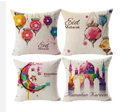 New Linen Color Moon Castle Printed Pillow Cover Home Office Sofa Cushion Pillow Cover