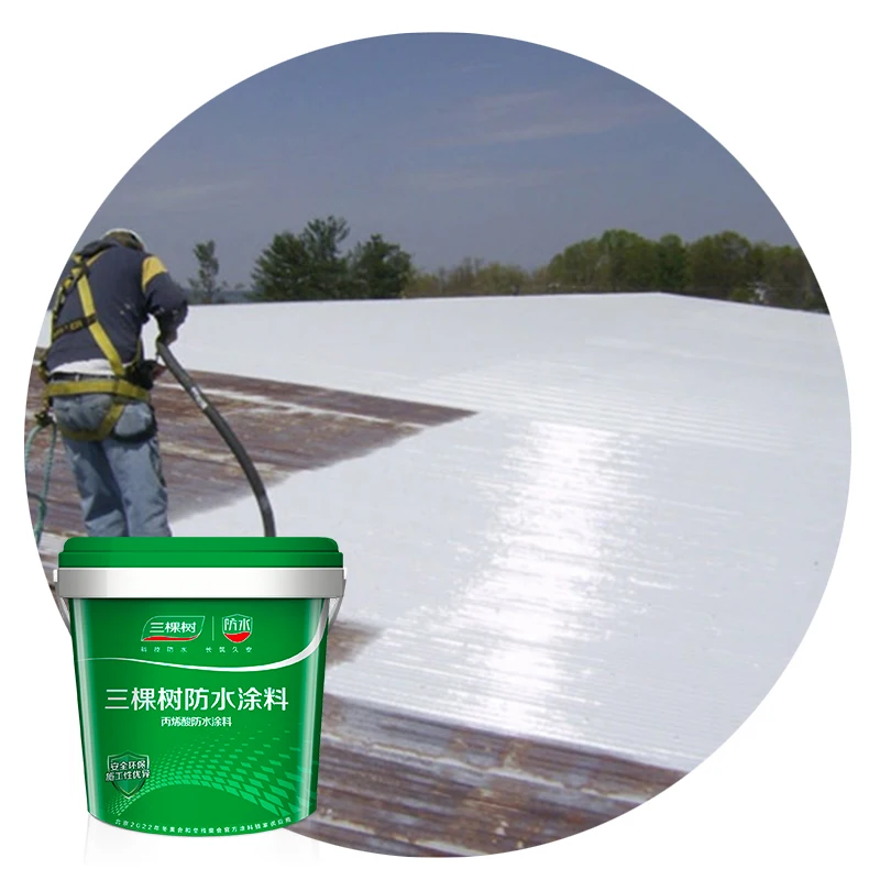 3trees Green Refreshing Water Based Emulsion Waterproof Paint Elastomeric Acrylic Polymer Waterproofing Coating For Construction