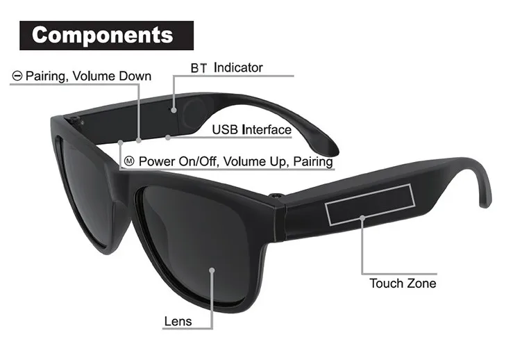 Headset Wireless 2022 Sports Wireless Headphone Glasses Bone Conduction Wireless Sunglasses Android iOS Anti-Blue Light Anti-UV