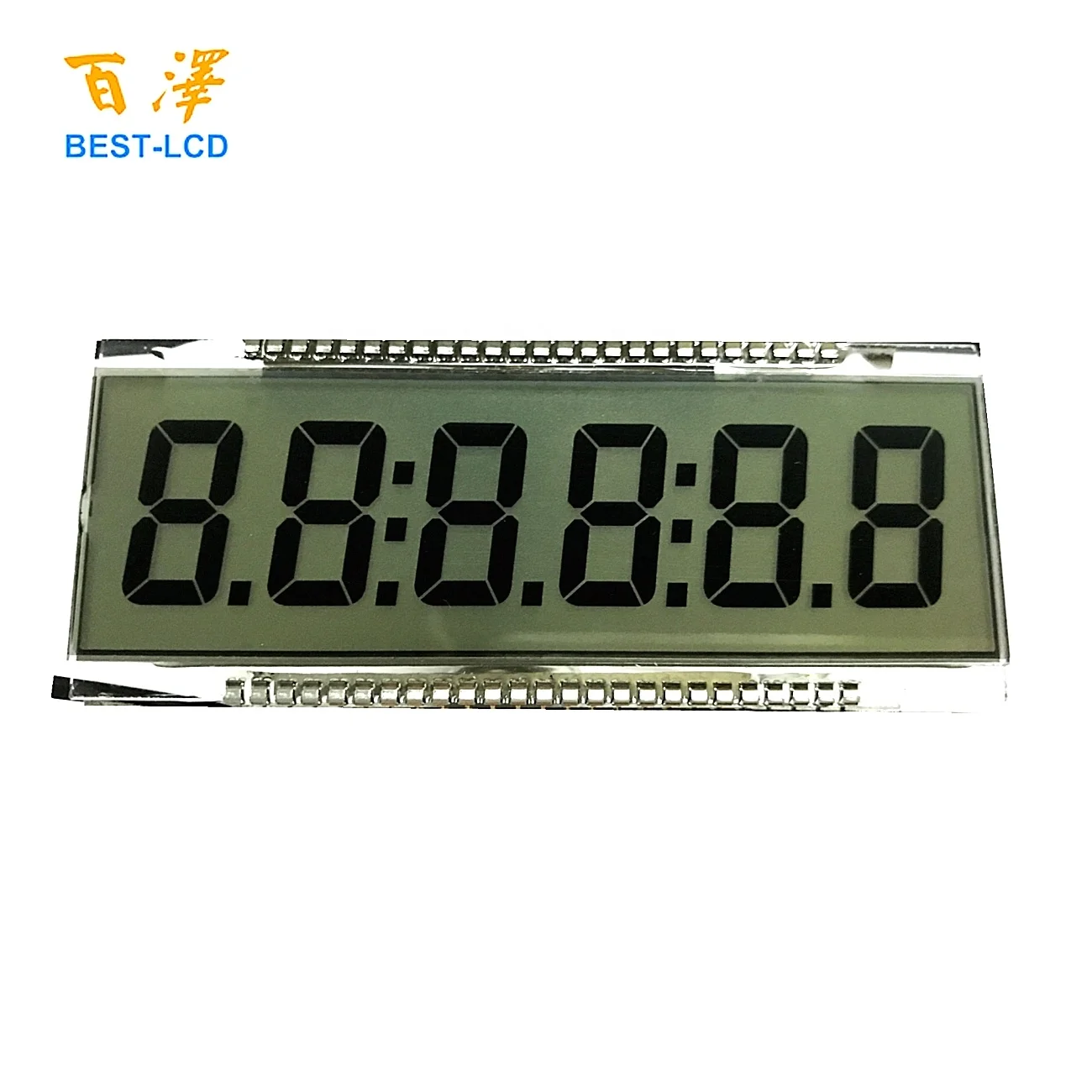 Customized Monochrome 50 Pin 6 Digit 7 Segment TN LCD Display For Petrol Pump/Fuel Dispenser/Gas Station