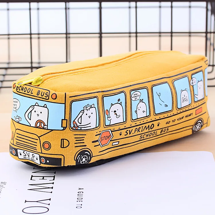 Large capacity cute animal bus pen case suitable for pencil stationery