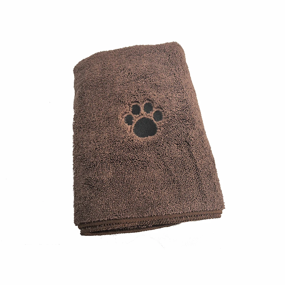 Super Absorbent Large Microfibre Pet Towel with Embroidery Paw Print QuickDry Cleaning Cloths for Dogs and Cats