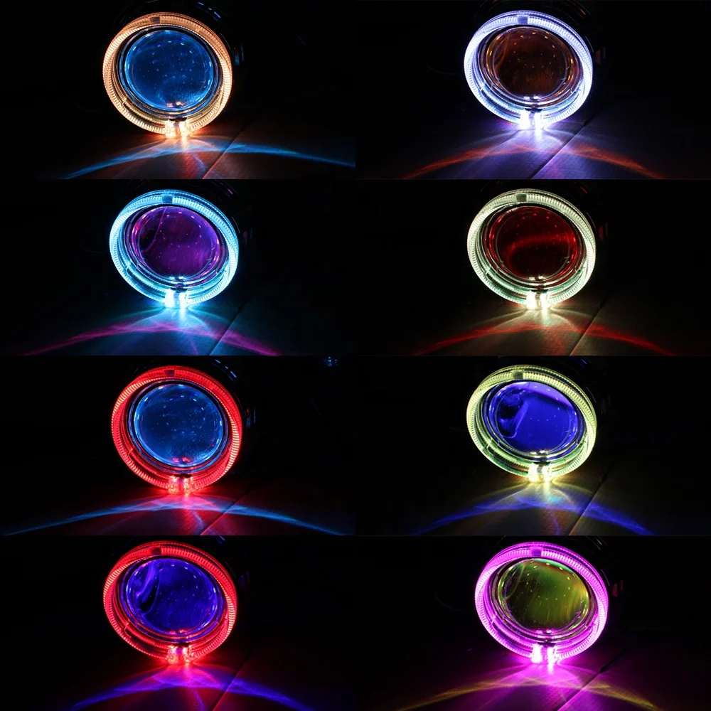 TAOCHIS Car 3.0 inch Head light Bi xenon Projector Lens Kit for Q5H7  With Shroud APP control angel devil eyes headlamp retrofit