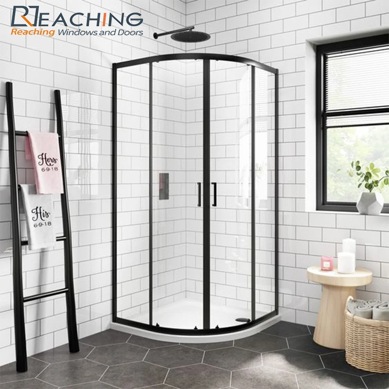 Aluminum Frame Tempered Glass Shower Enclosure Corner Sliding Shower Door