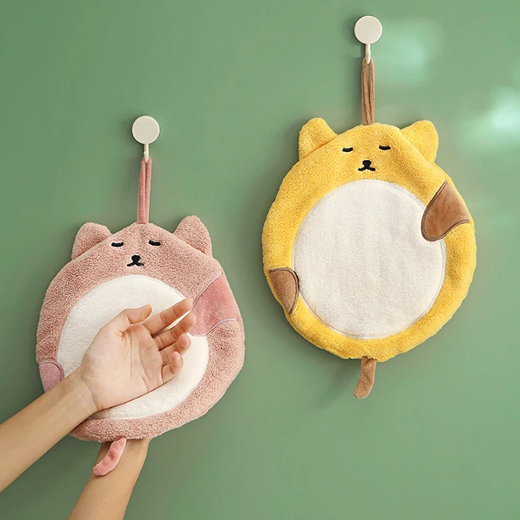 Оригинальное полотенце для жирной кошки коралловый бархат детский мультяшный носовой платок кухонная впитывающая тряпка можно повесить утолщенное