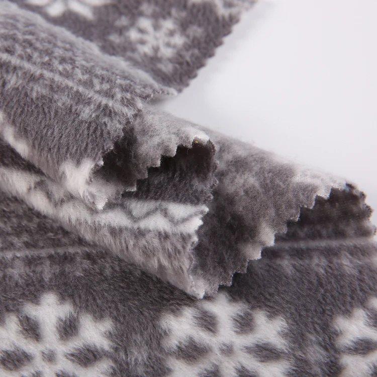 soft hand feeling 100% recycle polyester two side brush snow printed polar fleece fabric for garment