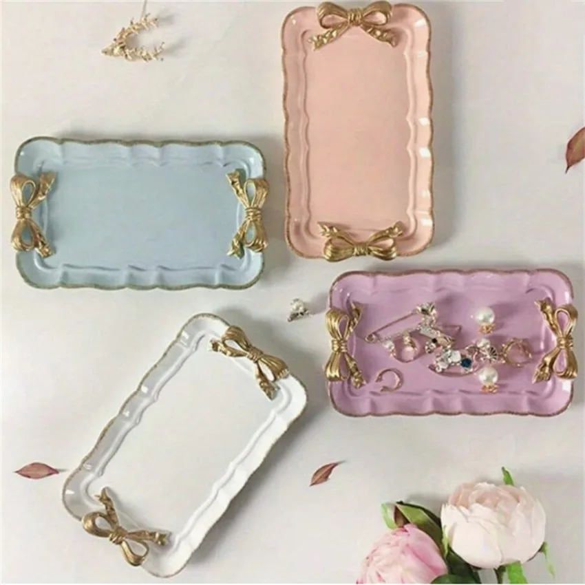 New Arrival Cake Plate Jewelry Cosmetics Jewelry Tray Dessert Fruit Tray Ceramic Desktop Jewelry Plate