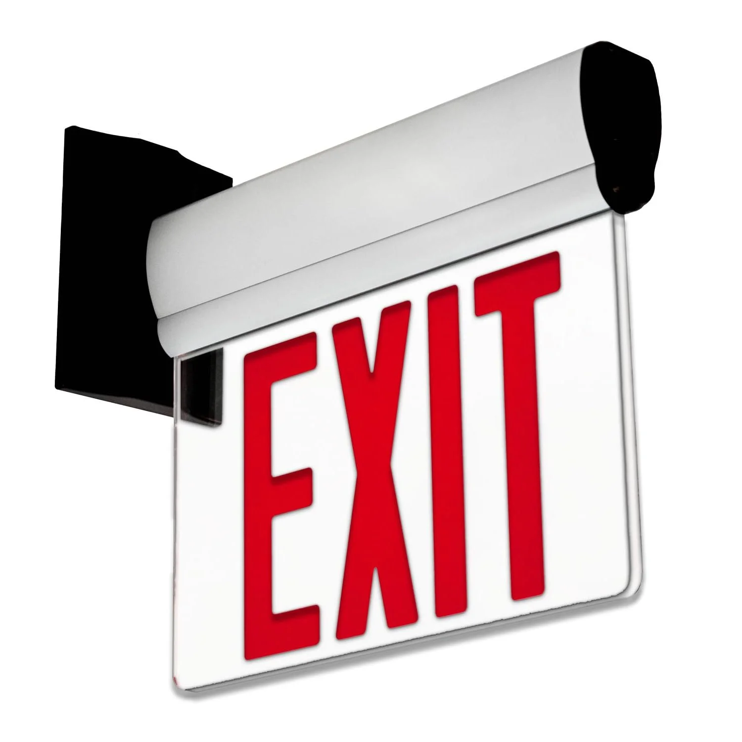 Fast shipping emergency led exit sign lights 120-277v with back up battery edge lit clear panel