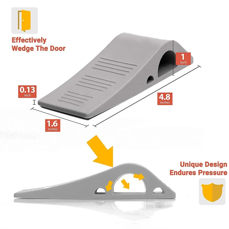 RHETECH Professional Heavy Duty Grey Door Stopper Manufacturers Home Improvement Door Stoppers Rubber Security Door Stop Wedges