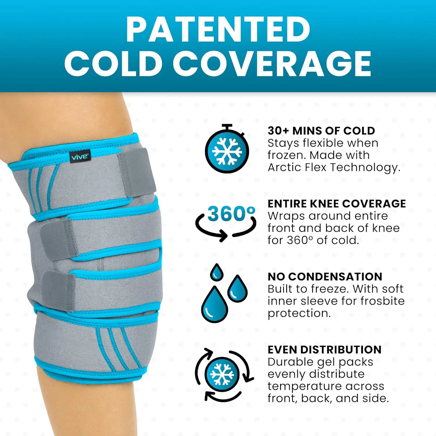 Knee Ice Pack Wrap Cold/Hot Gel Compression Brace Heat Support Strap for Arthritis Pain, Athletic Injury Running Surgery