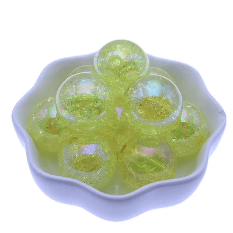 Promotional DIY Bubblegum Gumball Chunky Round Mixed Color AB Acrylic Cracked Beads for Bulk Necklace Making