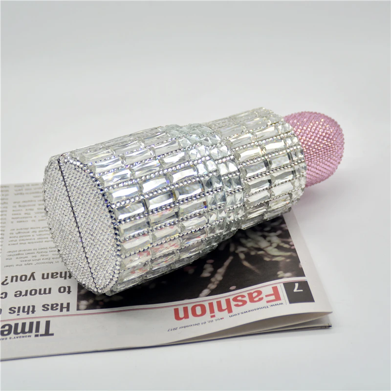  Wholesale Luxury Hot Sale Rhinestone Clutch Crystal Purses Evening Bags Handbag Wedding Diamond Lipstick
