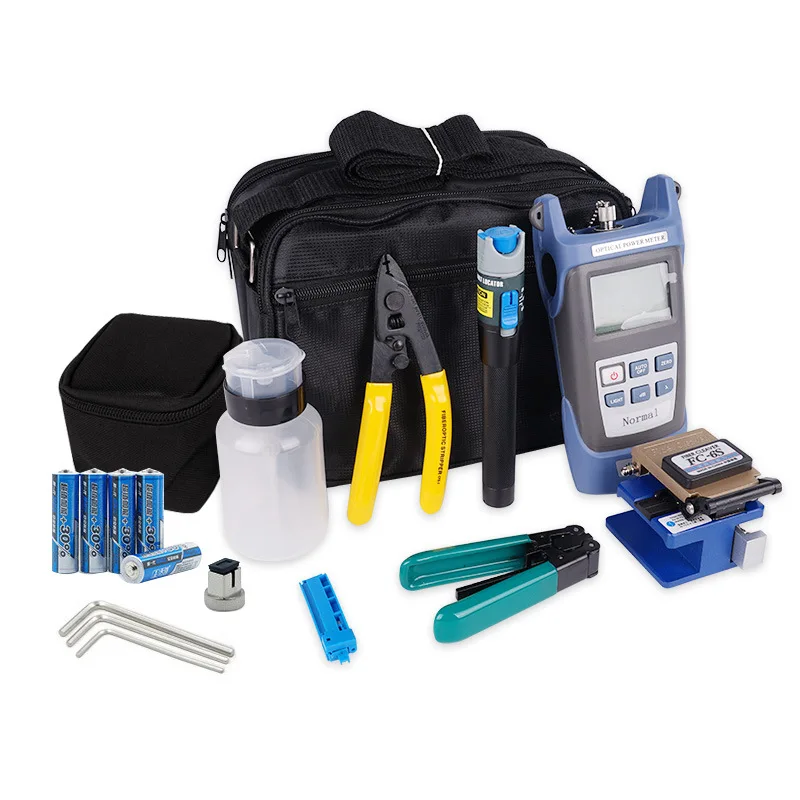 Fiber ToolKit FTTH fiber optic cable tools  optical fiber cleaver VFL Termination toolkit optic cleaner pen stripper power meter