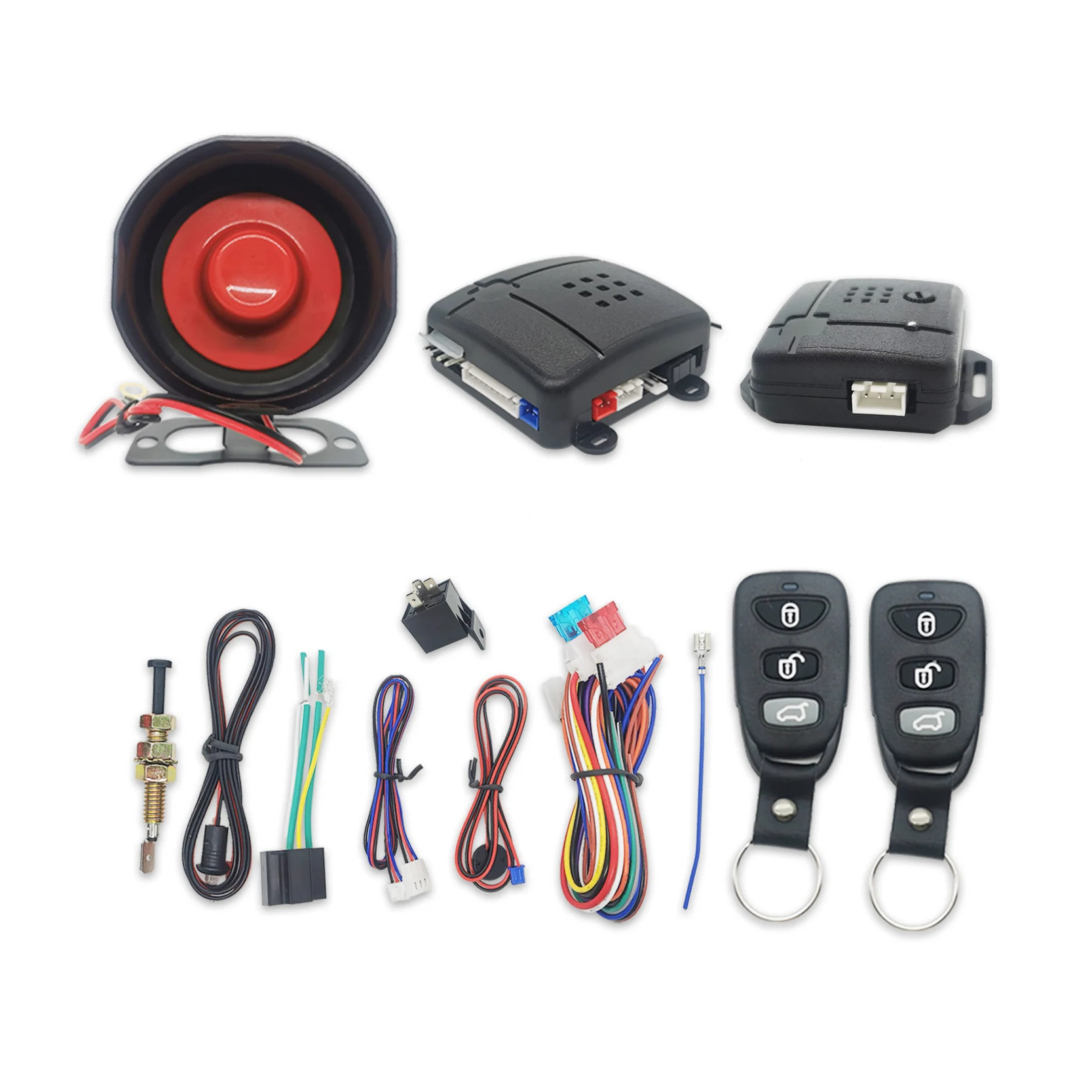 Universal 1-Way Car Alarm Vehicle System Protection Security System Keyless Entry Siren + 2 Remote Control Burglar Alarm