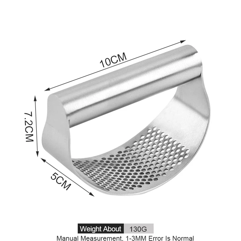 Hot Sale Good Grip Heavy Duty All Stainless Steel Curved Garlic Press Presser Crusher