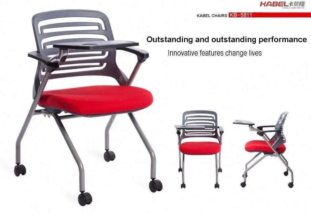 Kable Revolving Fordable Plastic Solid Steel Frame Chair Training Chair With Writing Pad