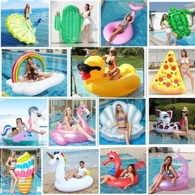 Adult Pool Floats Oversized Water Inflatable Toy Flamingo Floating Bed Large Multi Design