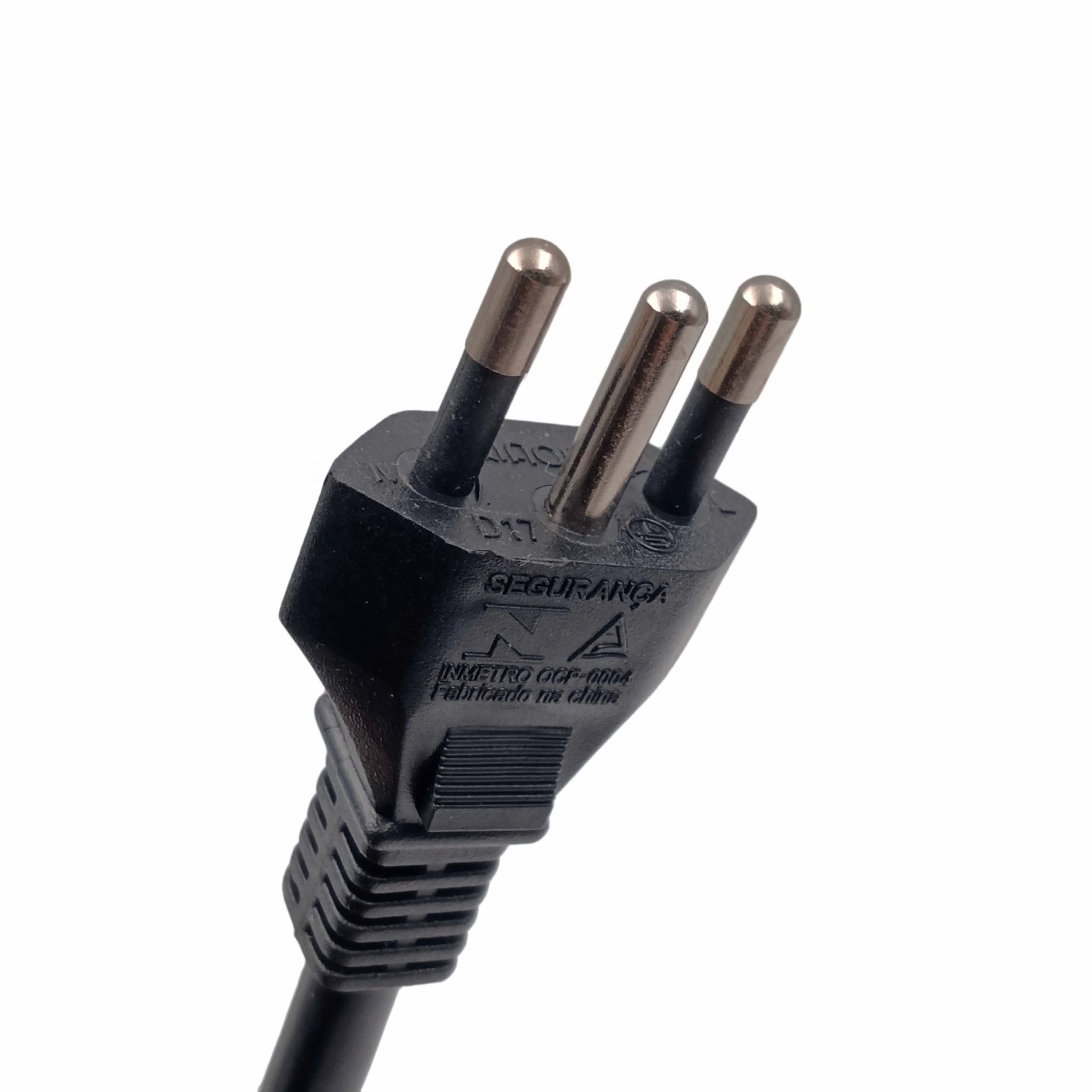 Brazil 3 Pin Plug AC Power Cable with Stripped End