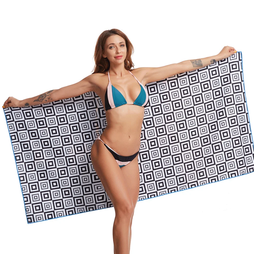 wholesale can custom Logo Oversized Colorful Stripes Plush Large Thick polyester Pool Beach Bath Towel Poncho