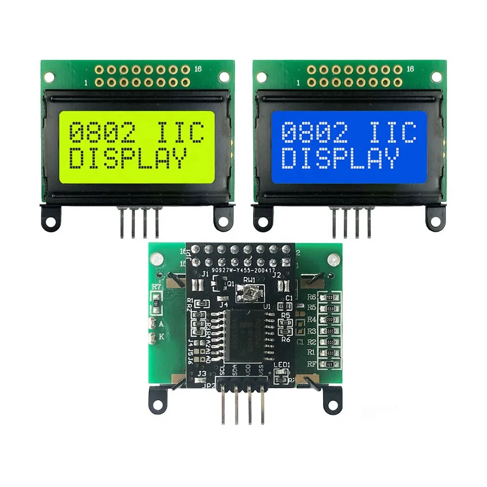 802 0802 8X2 Serial I2C IIC STN Yellow Green Blue Negative Character LCD Module Display Screen LCM with LED Backlight