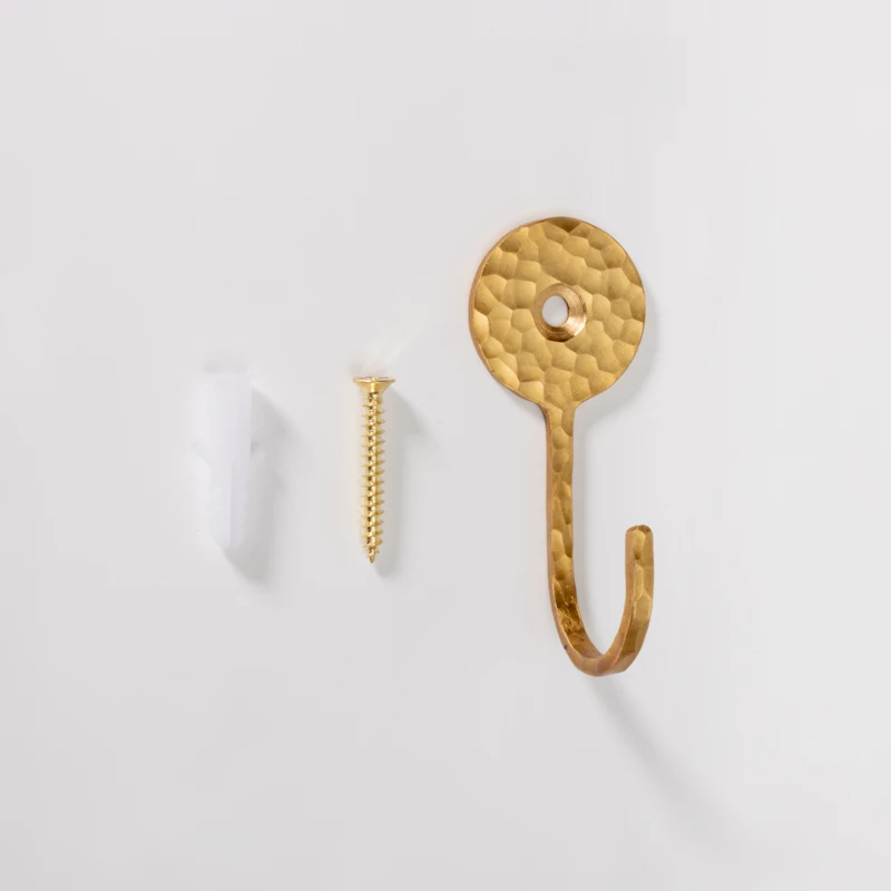 Hammered Minimal J Hook Brass cloth coat wall J shape Key Bag hooks hangers steel Metal kitchen Decorative wall hook handmade