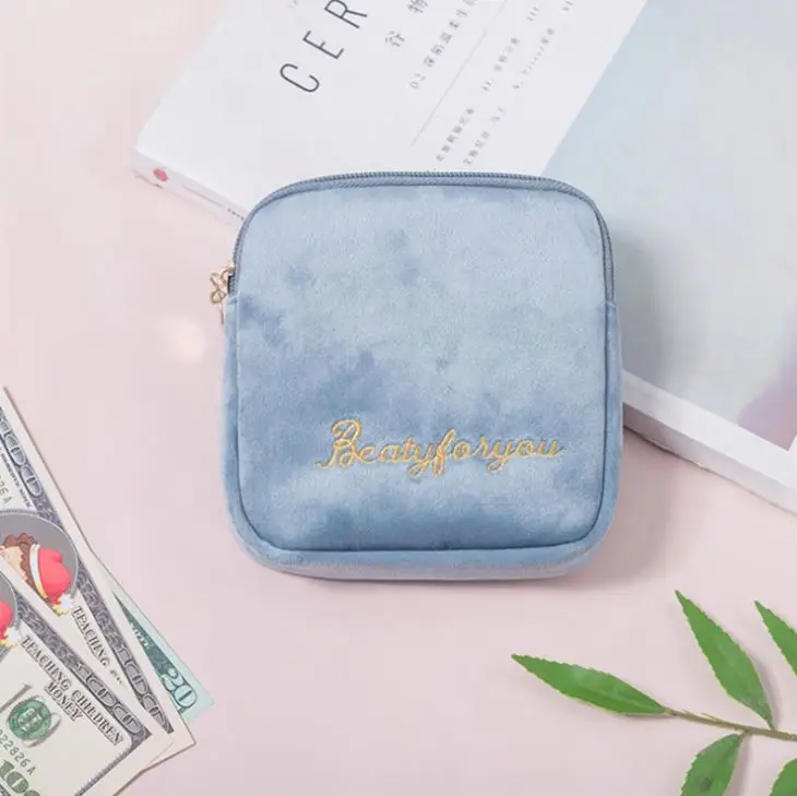 Mini flannel  private label cosmetic beauty bag clear cosmetics bag girl personal makeup toiletry bag