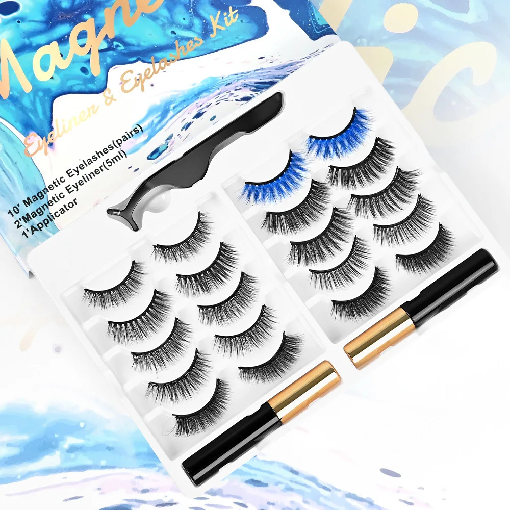 
Magnetic Eyelashes 10 pairs 3D Lash Private Label Soft Mlen Magnetic Eyelash Kit Vendor with Eyeliner and Tweezers 
