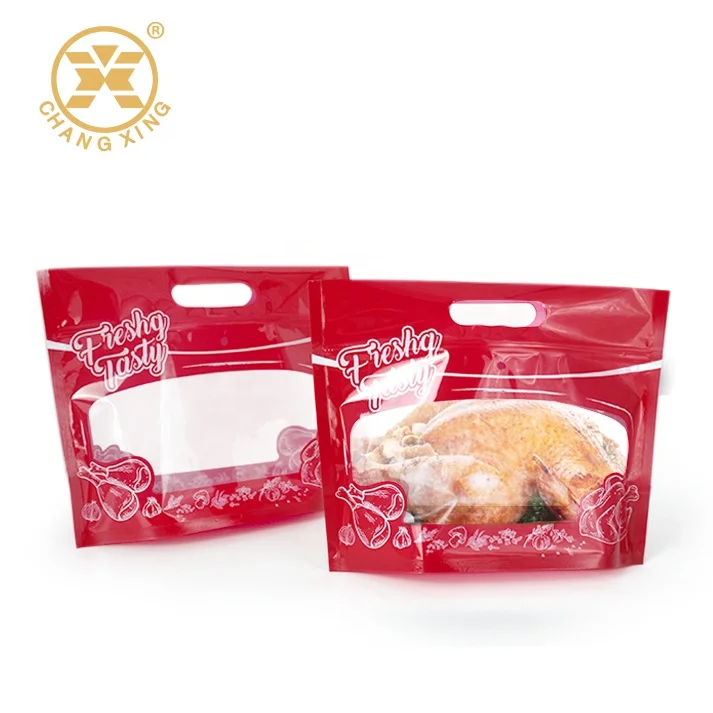 China Manufacturer Custom Logo Food Grade Transparent Plastic Laminated Pet Nylon Pe Stand Up Zip lock Roasting Bag For Chicken
