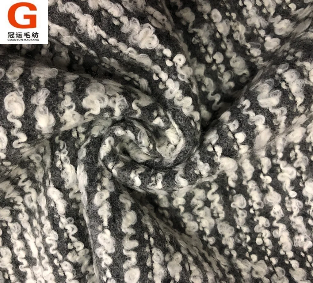 Super soft wool acrylic fancy yarn luxury coat blend woolen tweed fabric (1600160748720)