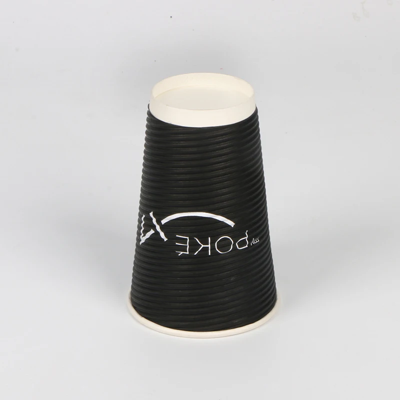 16oz black ripple wall paper cup with cover custom printed logo