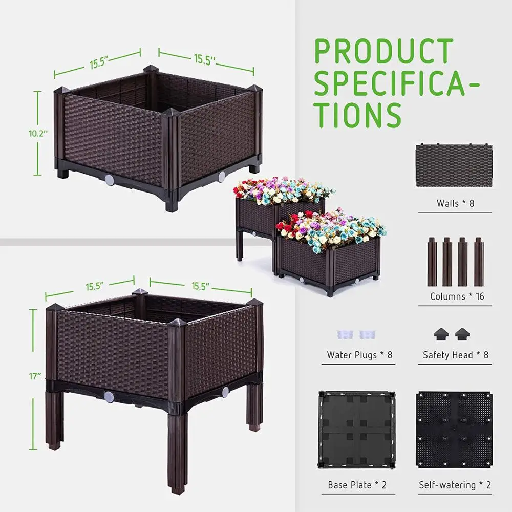 Raised Planter on Wheels Landscaping Flower Beds Above Ground Vegetable Planters