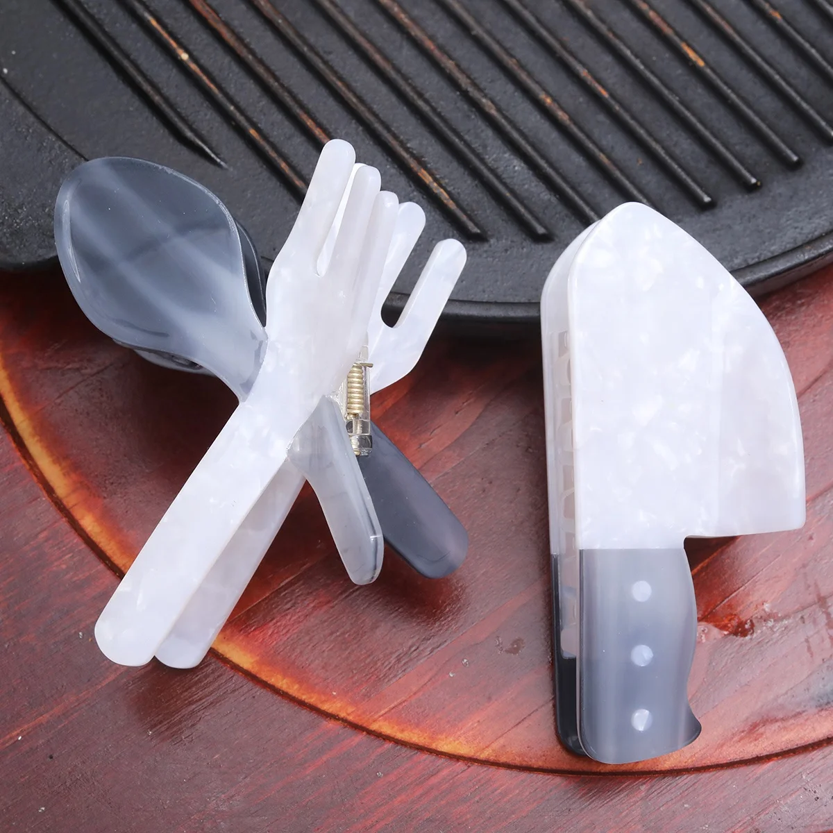 personalized acetate customize hair claw spoon and knife plastic high quality hair claws