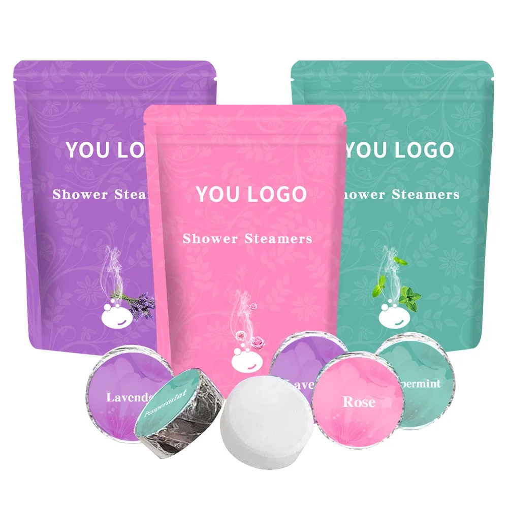 OEM Custom Shower Bombs Gift Set Organic Rose Lavender Essential Oil Aromatherapy Bath Bombs Shower Steamers