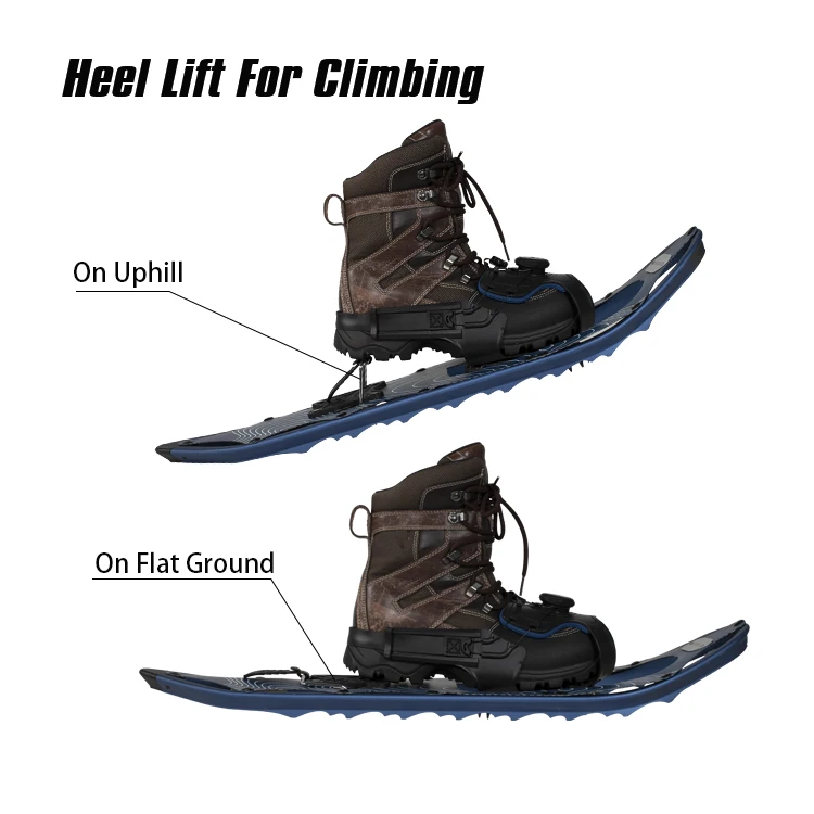 Light Weight Sawtooth Aluminum Snowshoes with TPU deck Snowshoes with EVA padded Toe Box BOA Binding  with Heel Lift for Adults