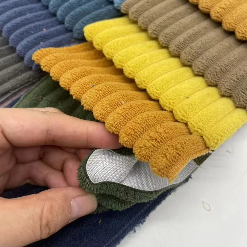 Small  moq  2.5 wale  knitted  upholstery  pongee backing  corduroy fabric for sofa