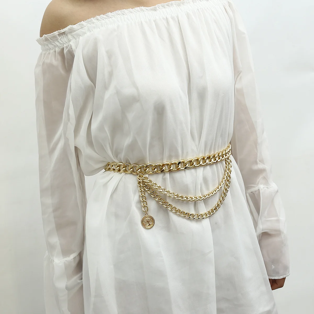 Vintage chain exaggerated sexy body chain personality tassel queen pendant waist chain accessories