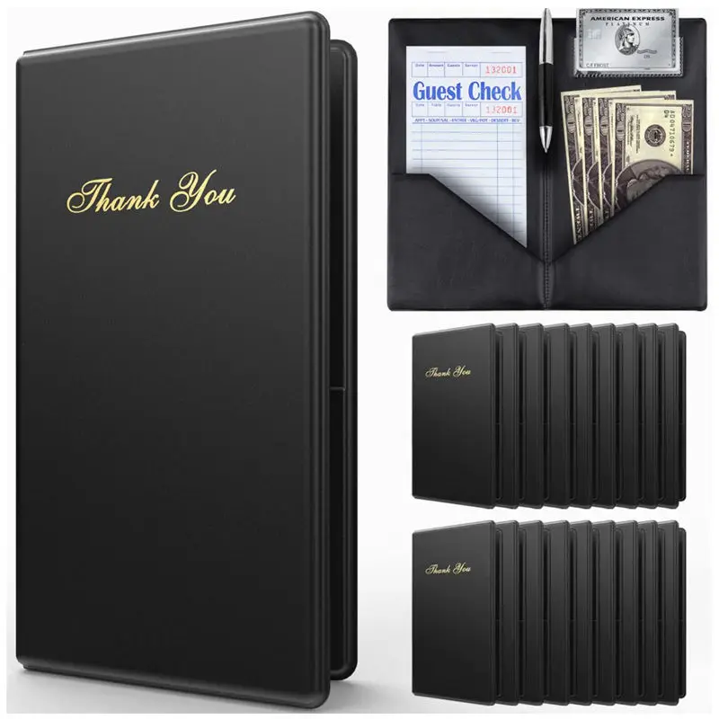 Wholesale Custom Logo PVC Restaurant Bill Folder PU Leather Bill Presenter Menu Holder For Hotel