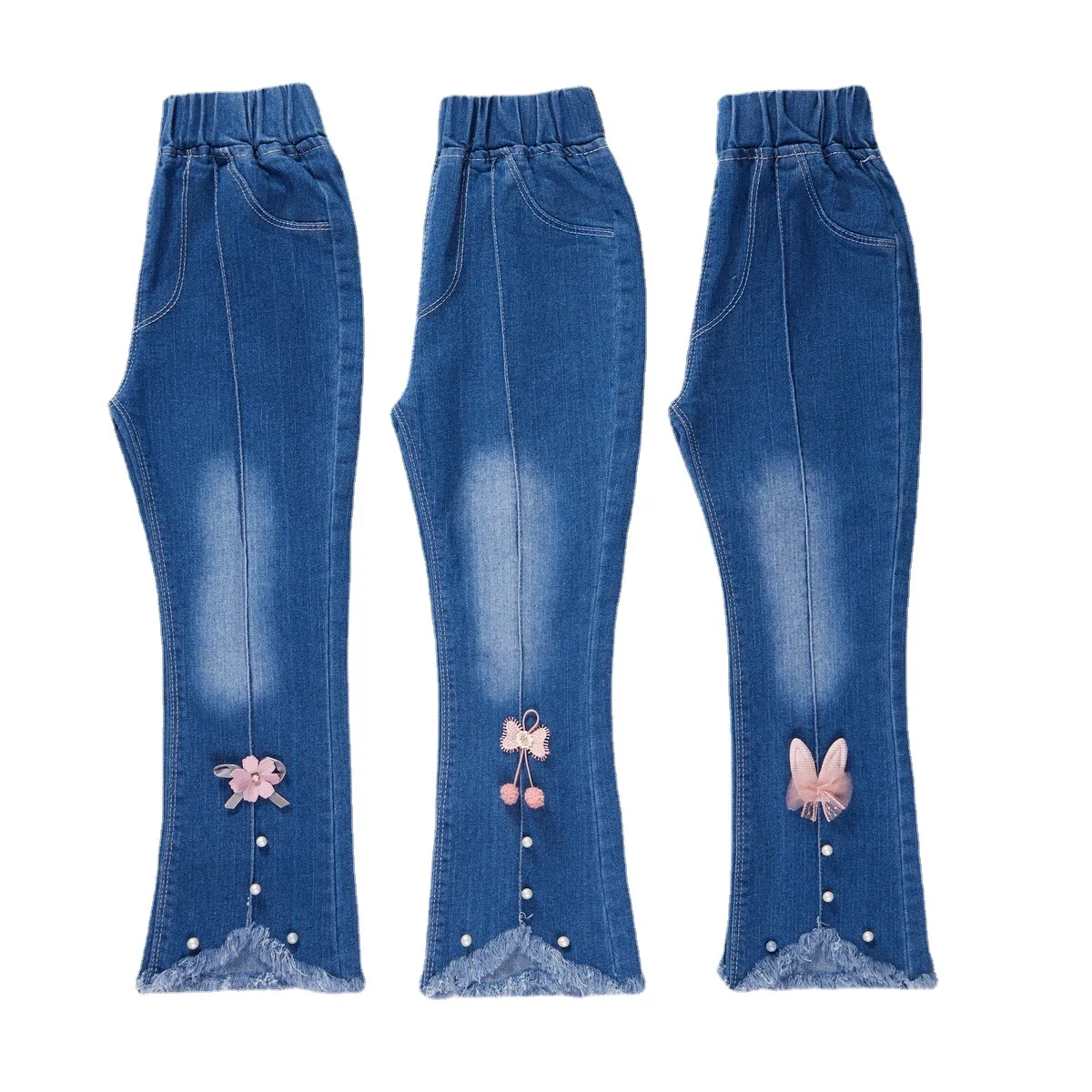 Factory New Girls Jeans Spring Autumn Pants Kids Denim Jeans with OEM Service Bell Bottom Pants for Ladies