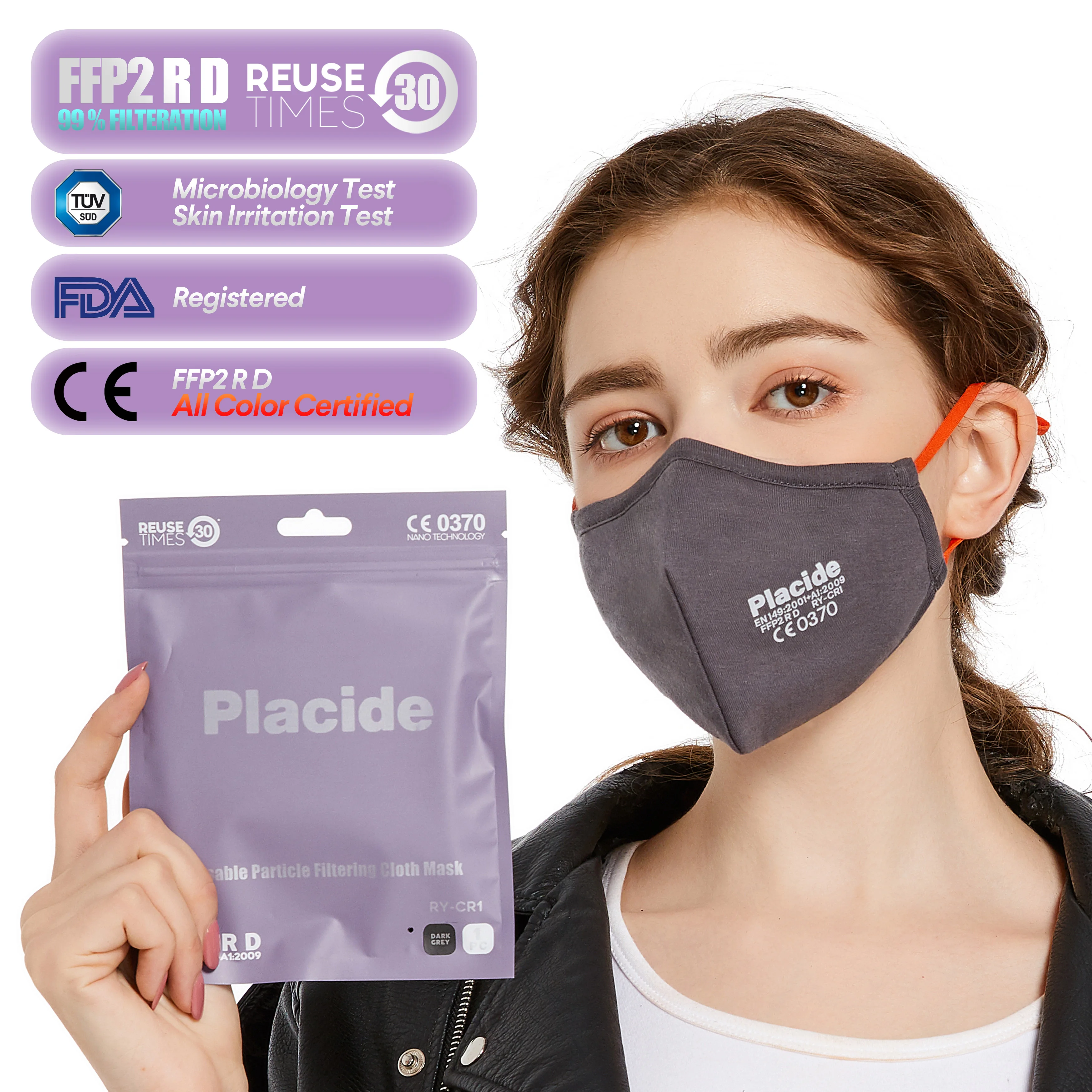 Wash Children Breathable Washable Black White Color Face Mask Nano Technology 99% filtering efficiency Cotton Cloth Reusable