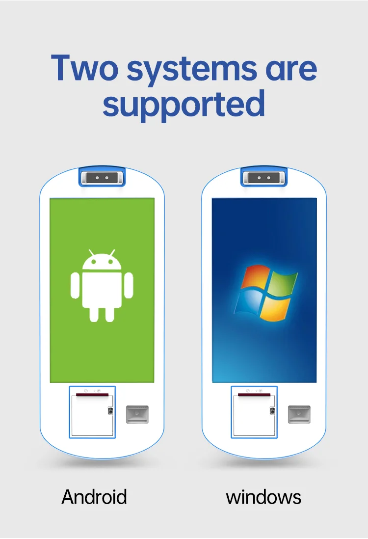 21.5 Inch Android Wall Mount Touch Screen Self Ordering Kiosk with Camera 2D Scanner Print Self Payment pos terminal kiosk