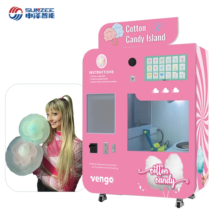 China Factory Direct Earn Money Commercial kids pink Automatic Cotton Floss Candy Vending Machine Robot For Sell party