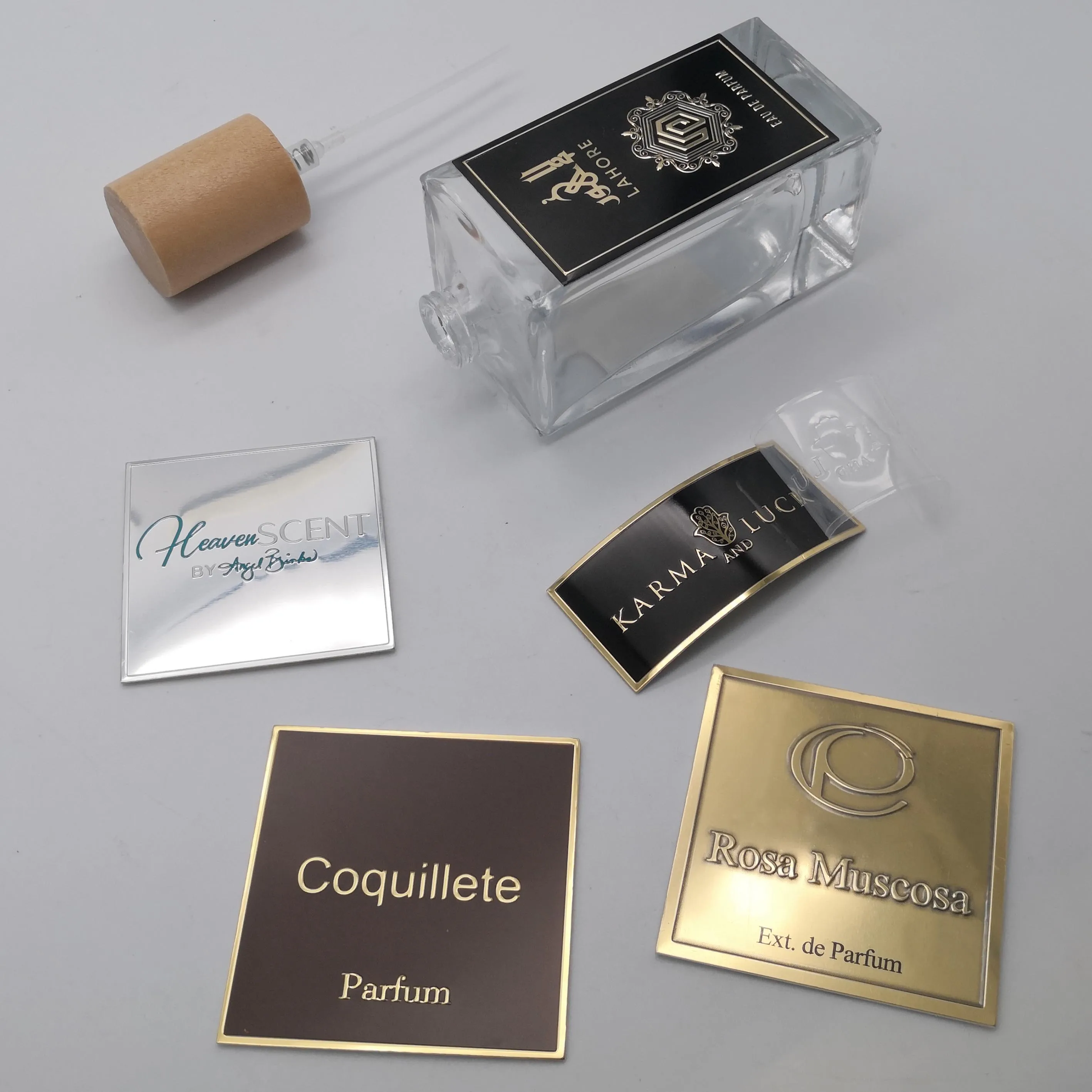 Label Luxury Cosmetic Glass Bottle Jar Packaging Sticker Gold OEM Personalised Perfume Metal Waterproof Aluminum Customized