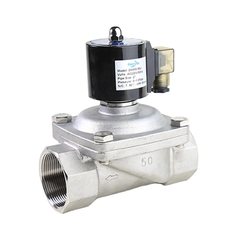 
2S500-50 Stainless Steel DN50 Solenoid Valve 220v ac Use in Water Air with Size 2