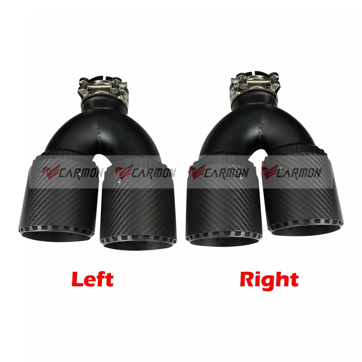 Universal Car Dual U Style Gear Shape Design Twill Carbon Fiber Exhaust Muffler Tips Tail Pipe Ends With Logo