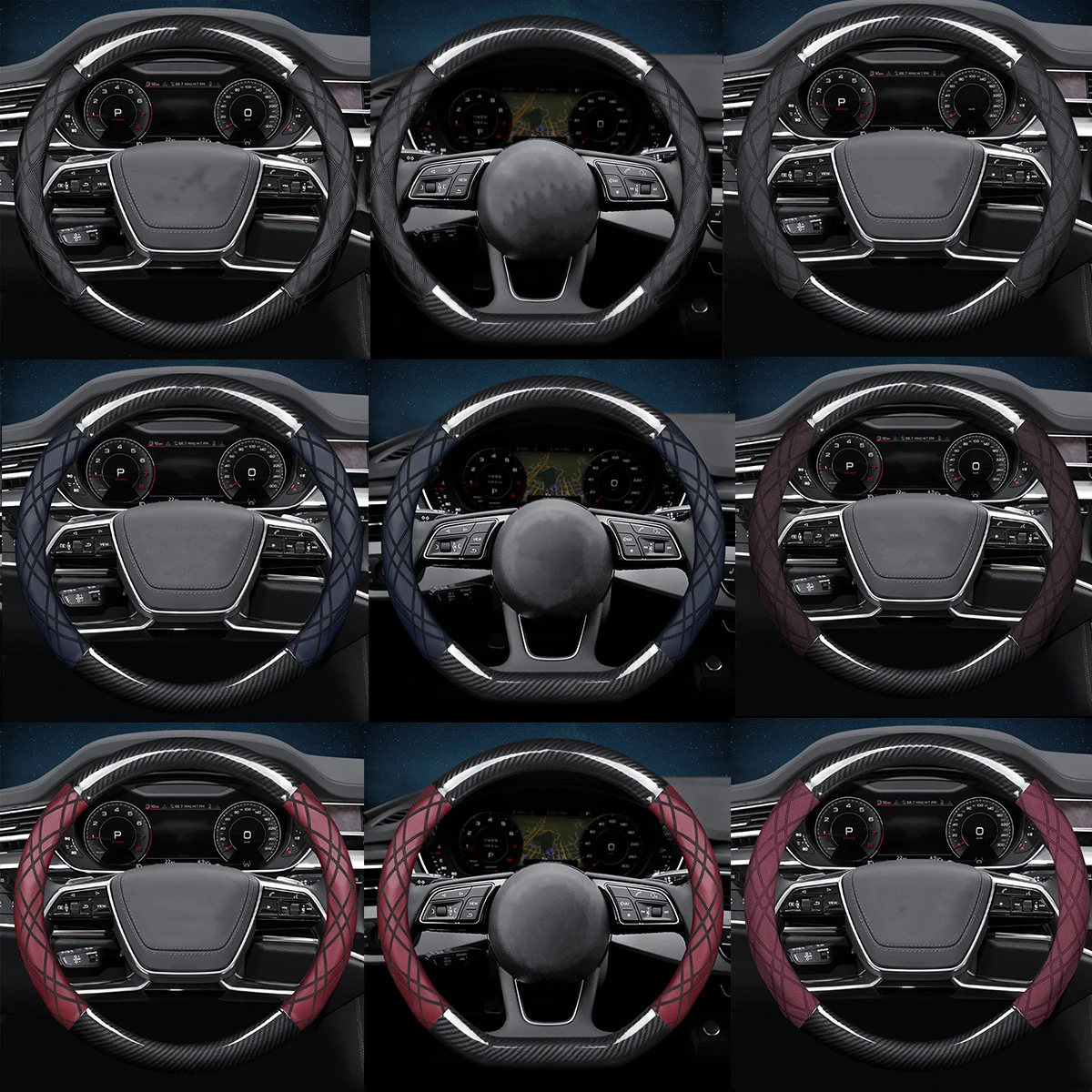 Napa кожаный 15-дюймовый чехол на руль автомобиля Нескользящие аксессуары для Универсальная швейная кожа