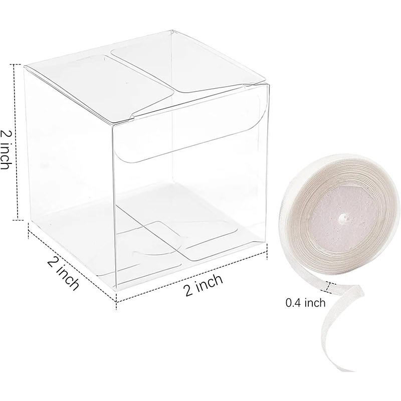 Clear Favor Boxes 2X2X2 inch PVC Plastic Gift Transparent Cube Boxes PET Boxes